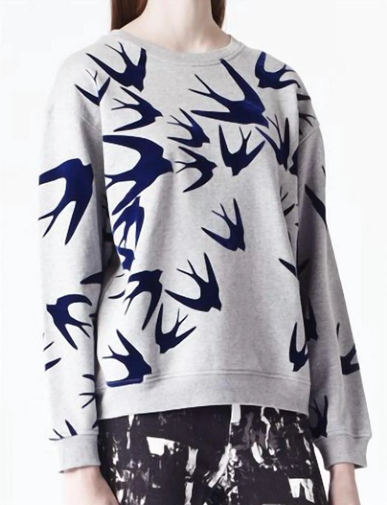 商品Alexander McQueen|Felt Swallow Sweatshirt In Grey,价格¥1541,第1张图片