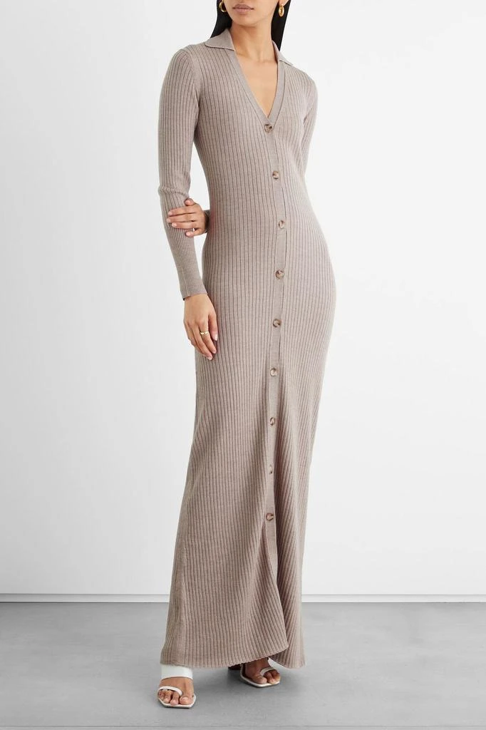 商品IRIS & INK|Meline ribbed merino wool maxi dress,价格¥668,第2张图片详细描述