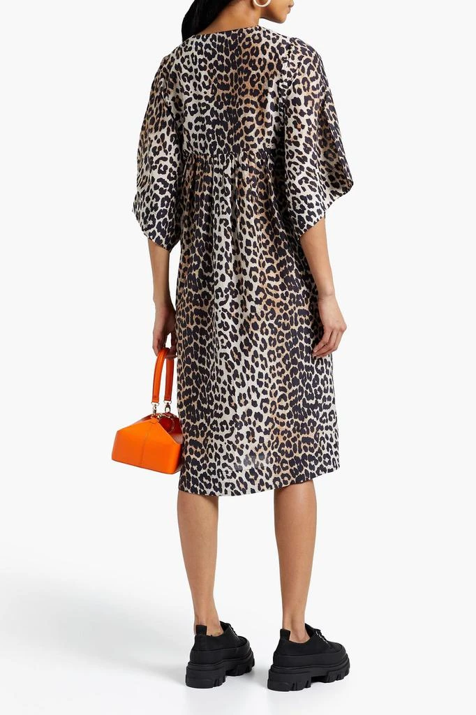商品Ganni|Pleated leopard-print cotton and silk-blend voile dress,价格¥609,第1张图片