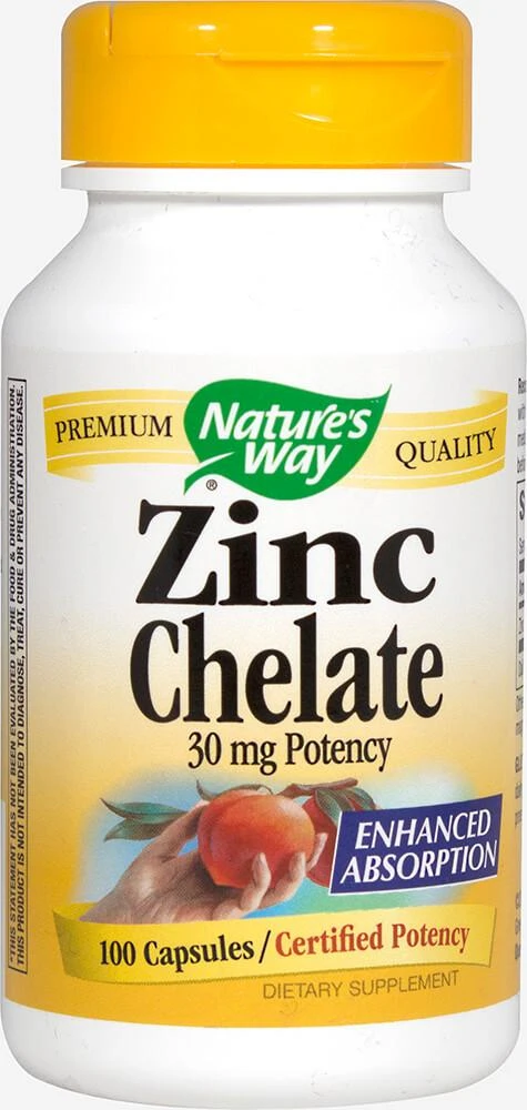 商品Nature's Way|Zinc Chelate 30 mg, 100 Capsules,价格¥59,第1张图片