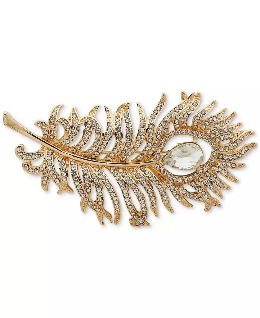 商品Anne Klein|Gold-Tone Pavé & Pear-Shape Crystal Feather Pin,价格¥153,第1张图片