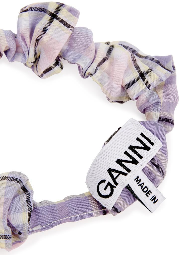 商品Ganni|Lilac checked seersucker scrunchie,价格¥185,第4张图片详细描述