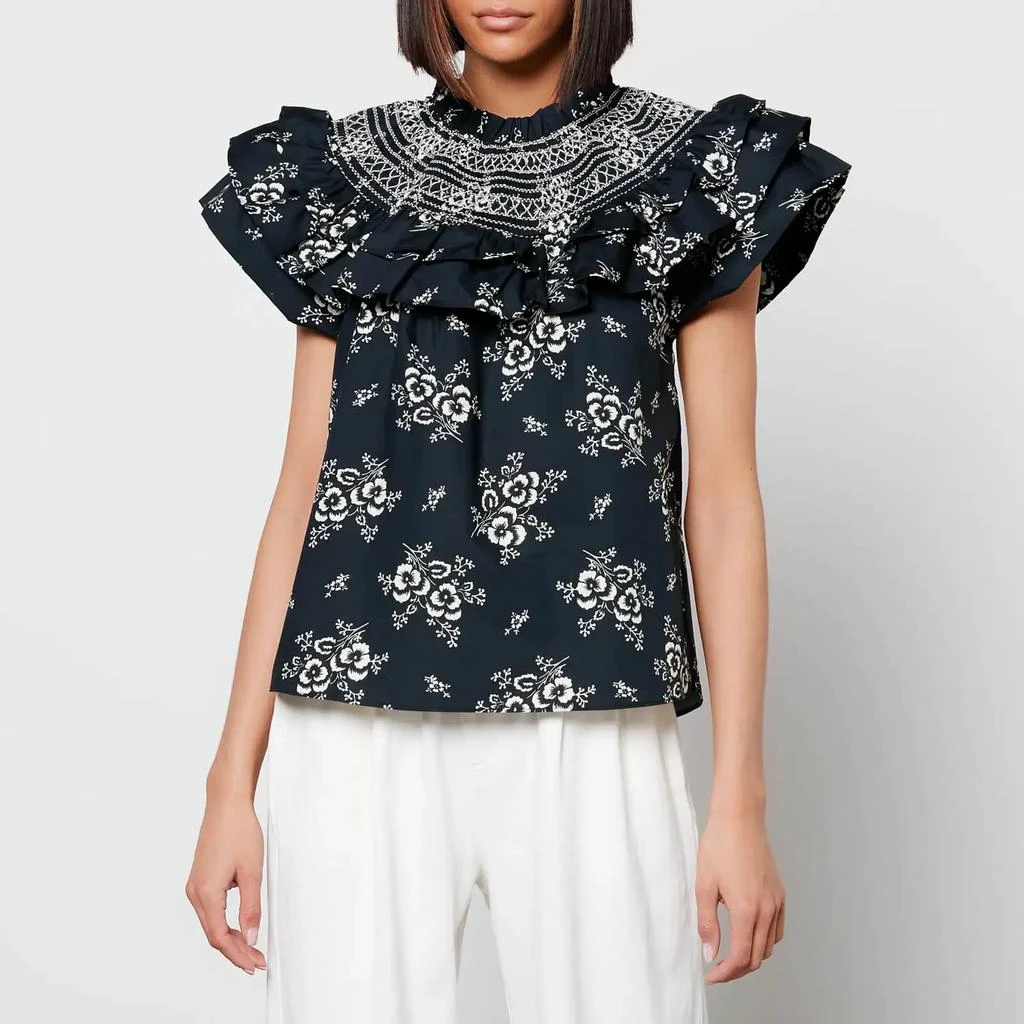 商品Sea New York|Sea New York Women's Alessia Print Puff Sleeve Top,价格¥1034,第1张图片