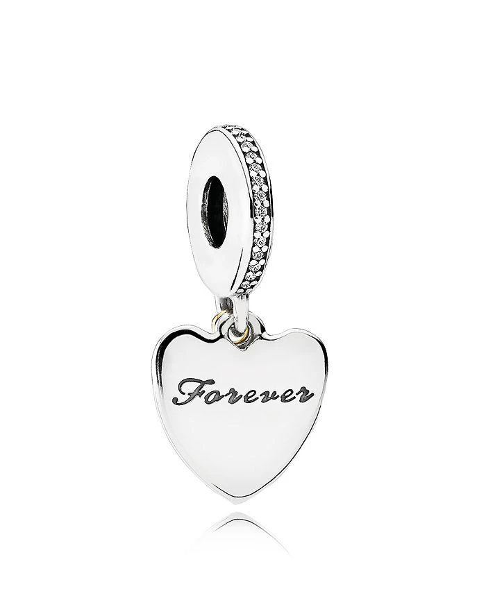 商品PANDORA|Sterling Silver, 14K Gold & Cubic Zirconia Love You Forever Charm,价格¥313,第2张图片详细描述