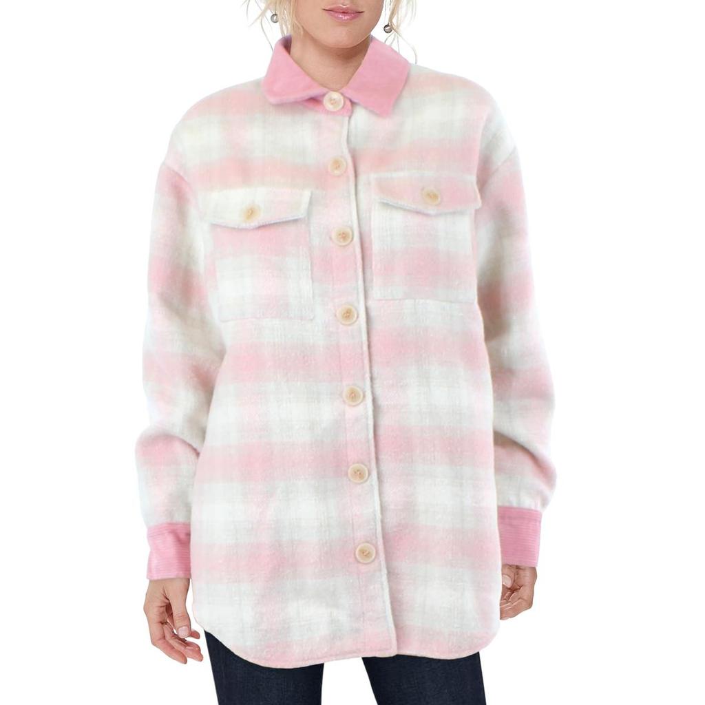 Aqua Womens Fleece Midi Shirt Jacket商品第1张图片规格展示