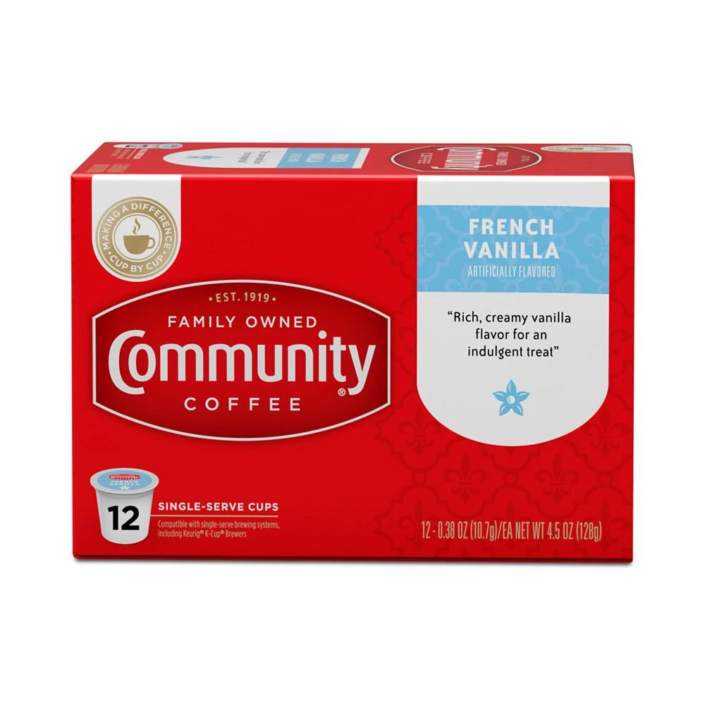 商品Community Coffee|French Vanilla Medium Roast Single Serve Pods, Keurig K-Cup Brewer Compatible, 72 Ct,价格¥560,第2张图片详细描述