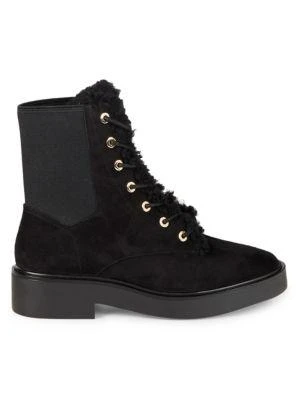 商品Stuart Weitzman|Henley Chill Suede & Shearling Combat Boots,价格¥1255,第1张图片