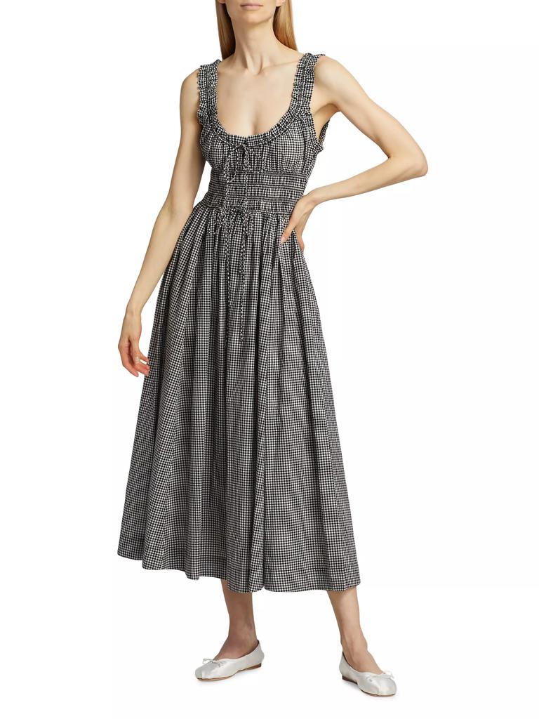 emmaretta gingham cotton maxi dress DEN, Emmaretta Gingham Organic Cotton-voile Midi