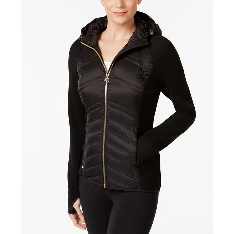 商品Michael Kors|MICHAEL  Hooded Knit-Sleeve Puffer Coat,价格¥972,第2张图片详细描述