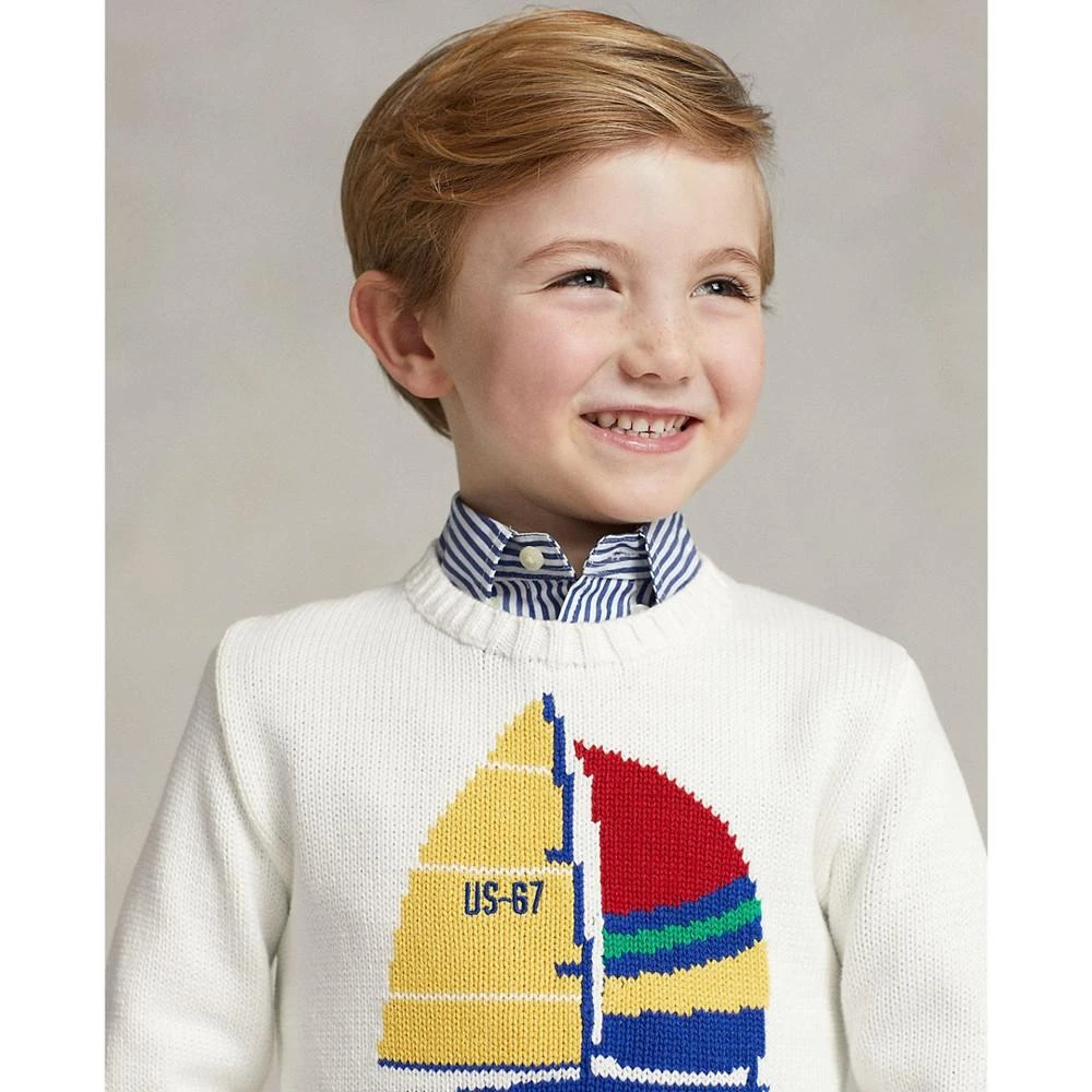 商品Ralph Lauren|Toddler and Little Boys Sailboat Cotton Long Sleeve Sweater,价格¥351,第4张图片详细描述