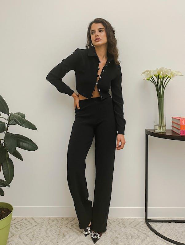商品La Femme Apéro|Pant Set Baby Rib Knit,价格¥1877-¥3257,第1张图片