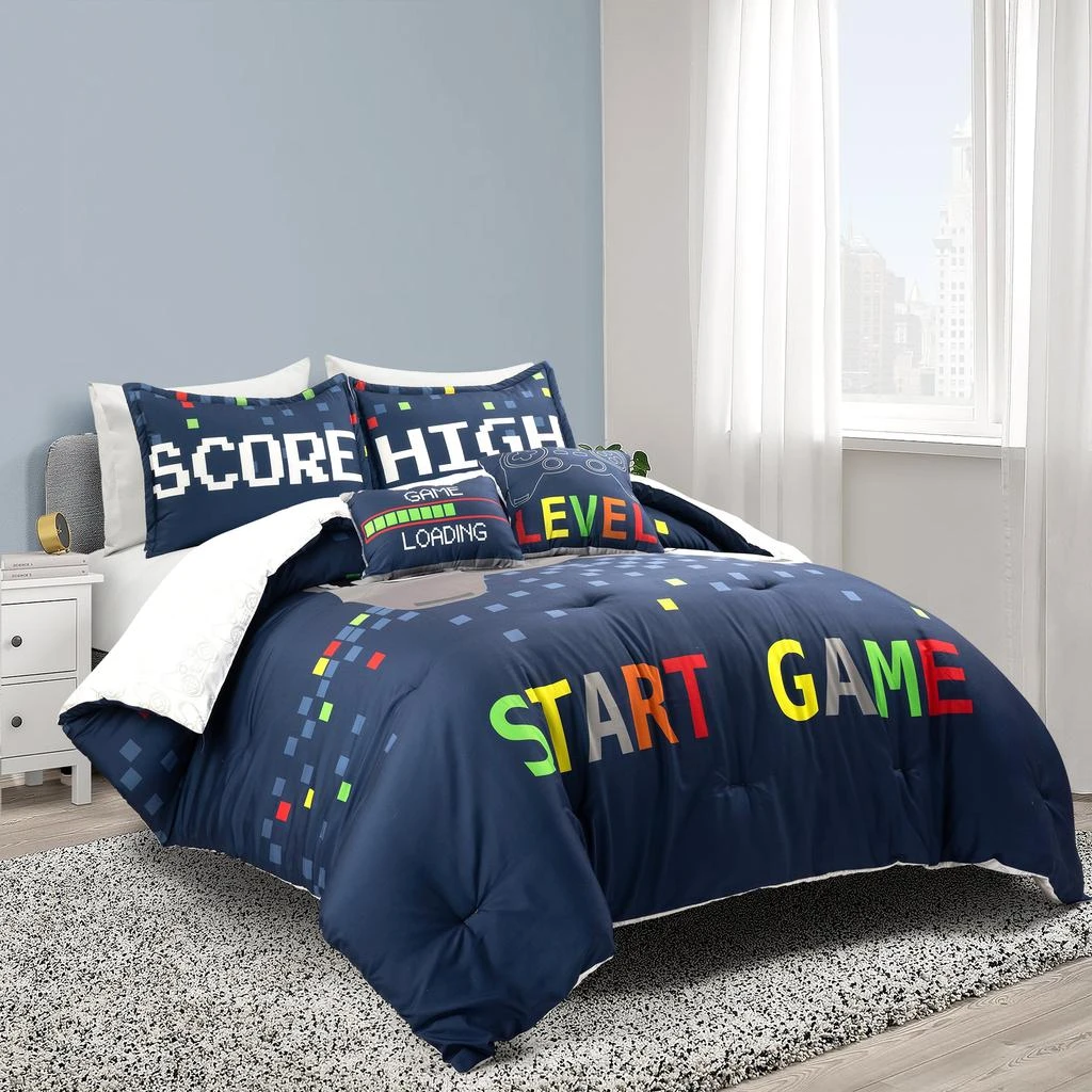 Video Games Reversible Oversized Comforter Navy/Multi 4Pc Set Twin 商品