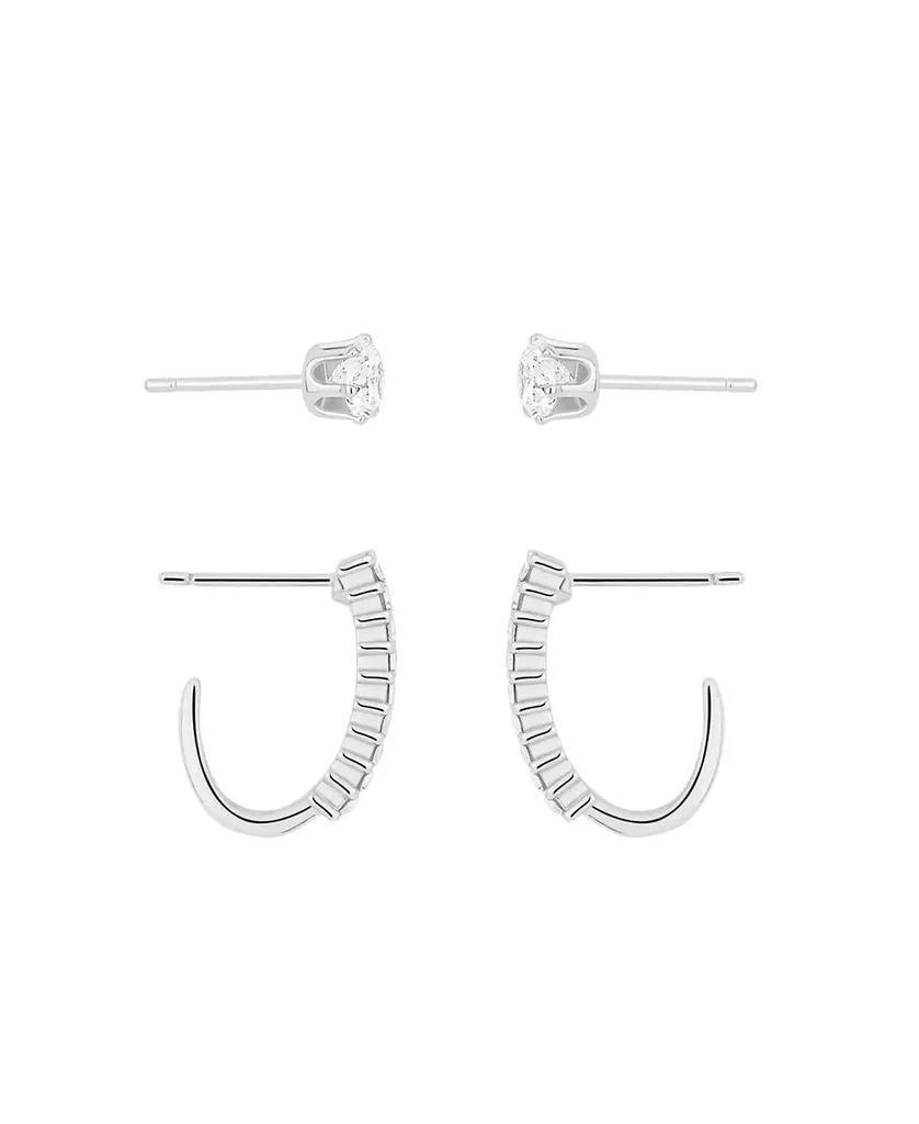 商品And Now This|Crystal Duo Stud and Baguette Hoop Earring Set,价格¥258,第2张图片详细描述