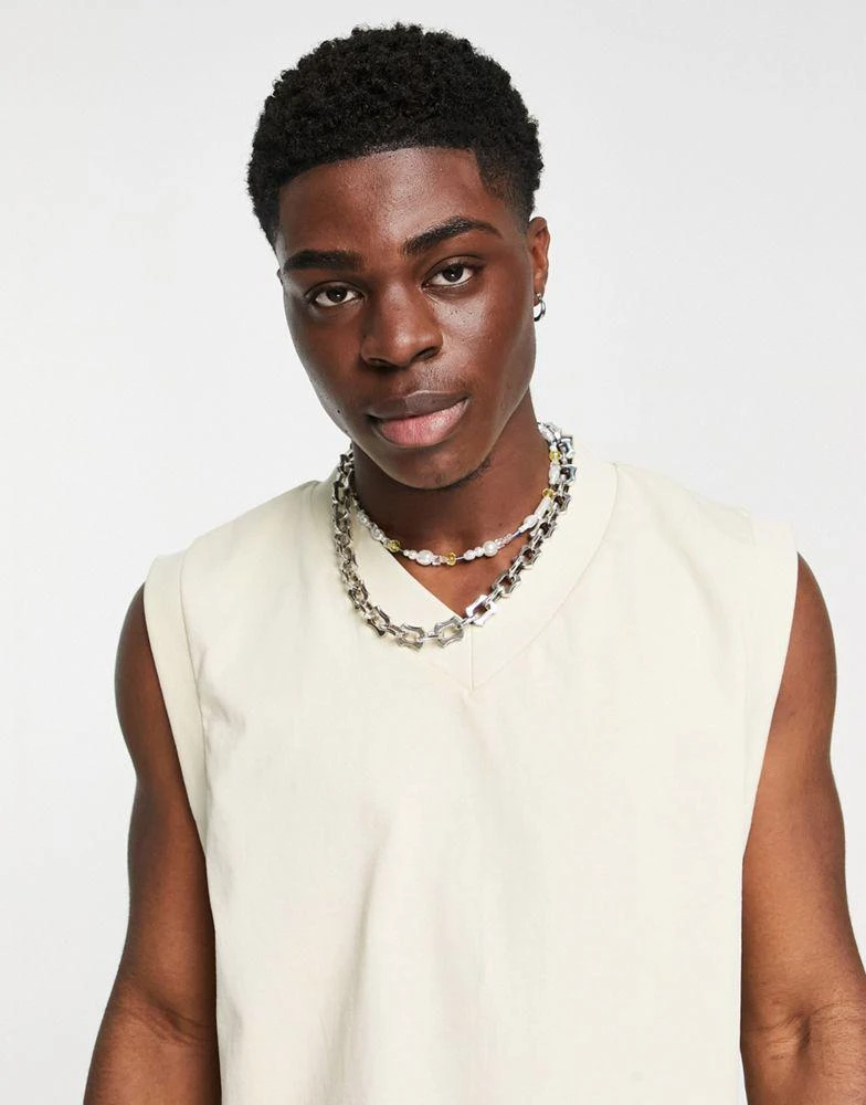 商品2-Minds|2-Minds crop v neck vest in cream,价格¥85,第4张图片详细描述