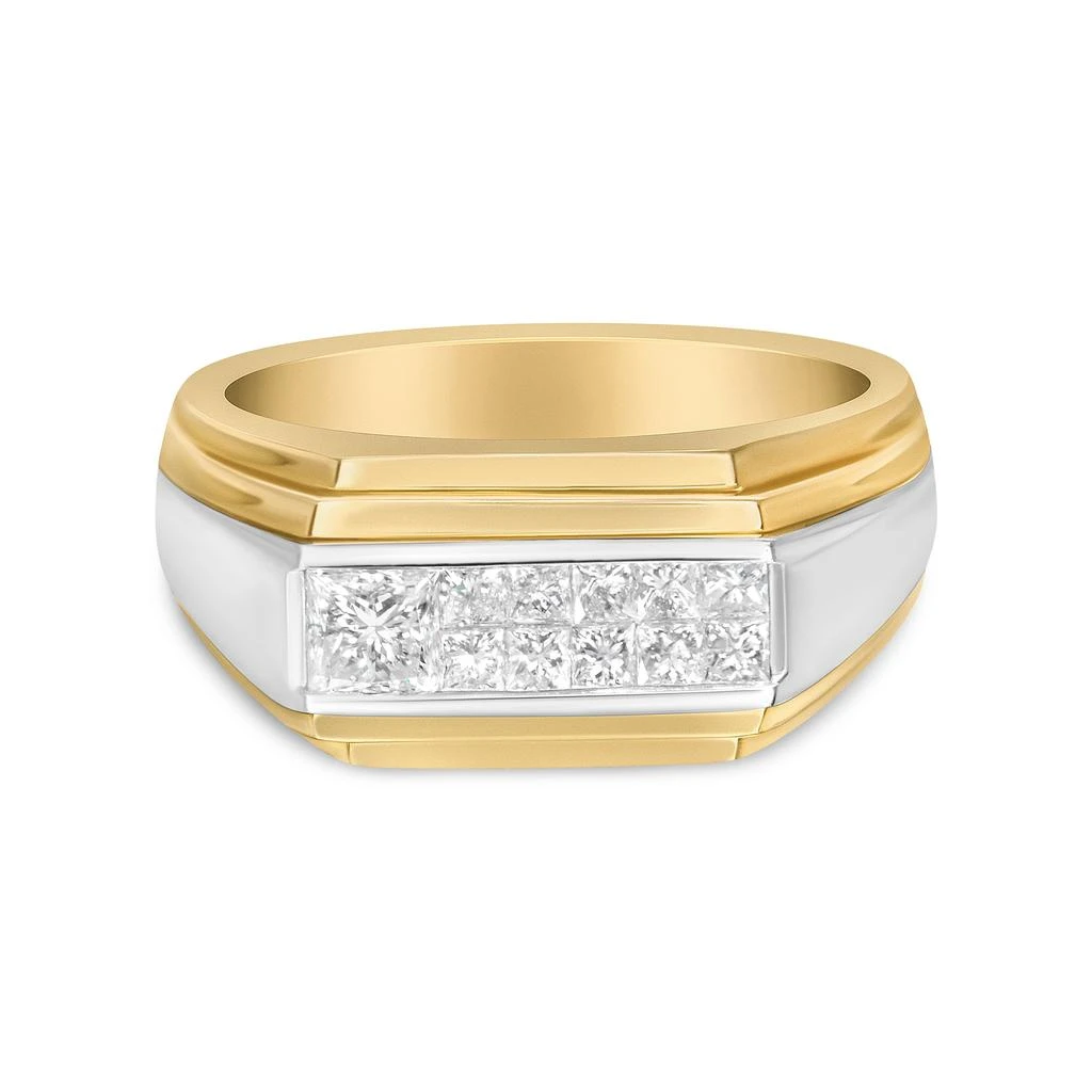 商品Haus of Brilliance|14K Yellow and White Gold 1.00 Cttw Princess-Cut Diamond Modern Gent's Band,价格¥27184,第1张图片