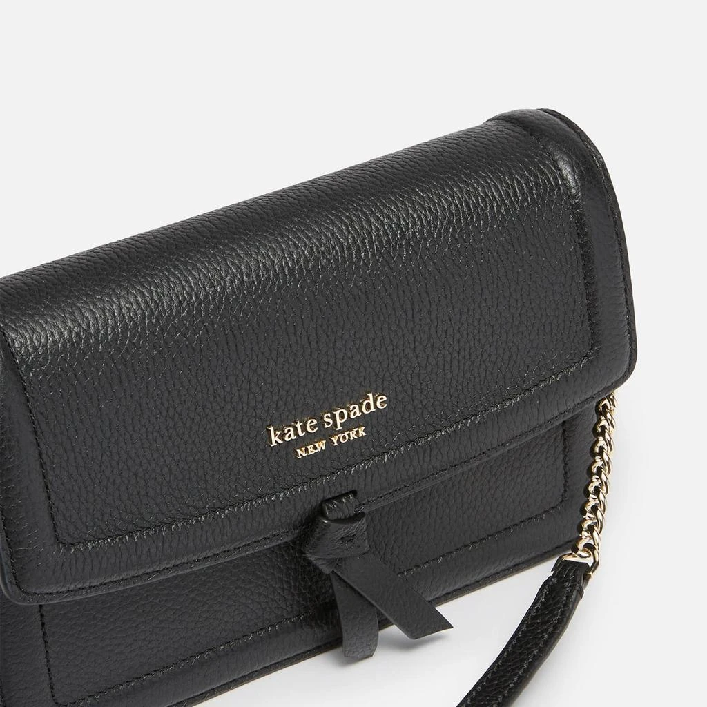 商品Kate Spade|Kate Spade New York Women's Knott Pebbled Flap Cross Body Bag - Black,价格¥1565,第4张图片详细描述
