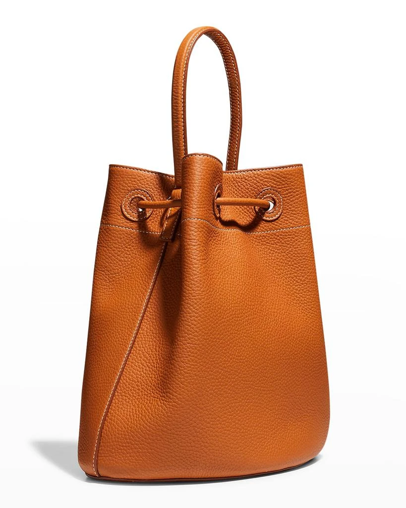 商品Burberry|Small TB Grainy Leather Drawstring Bucket Bag,价格¥10430,第3张图片详细描述