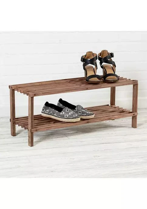 商品Honey Can Do|Can Do 2 Tier Wood Shoe Rack Espresso,价格¥372,第4张图片详细描述