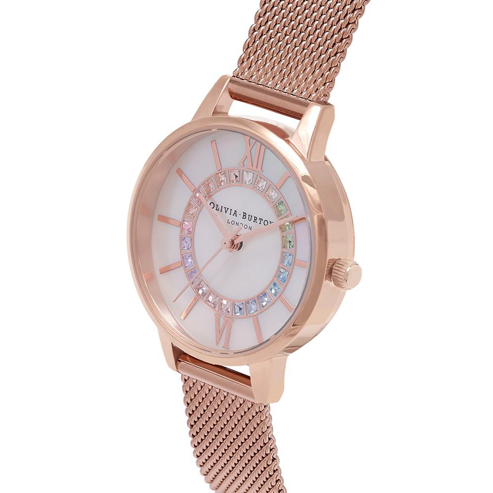 Women's Wonderland Rose Gold-Tone Stainless Steel Mesh Bracelet Watch 30mm商品第2张图片规格展示