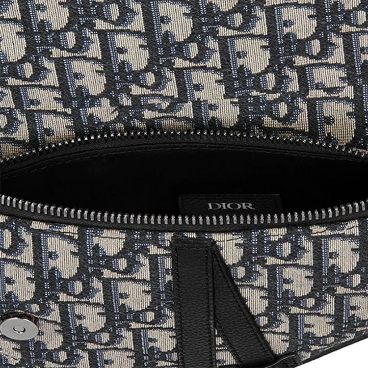 商品[国内直发] Dior|迪奥 Saddle 斜纹�提花老花满印 刺绣皮革 马鞍包单肩手提斜挎包 迷你 男女同款情侣款 米色/黑色,价格¥18564,第7张图片详细描述