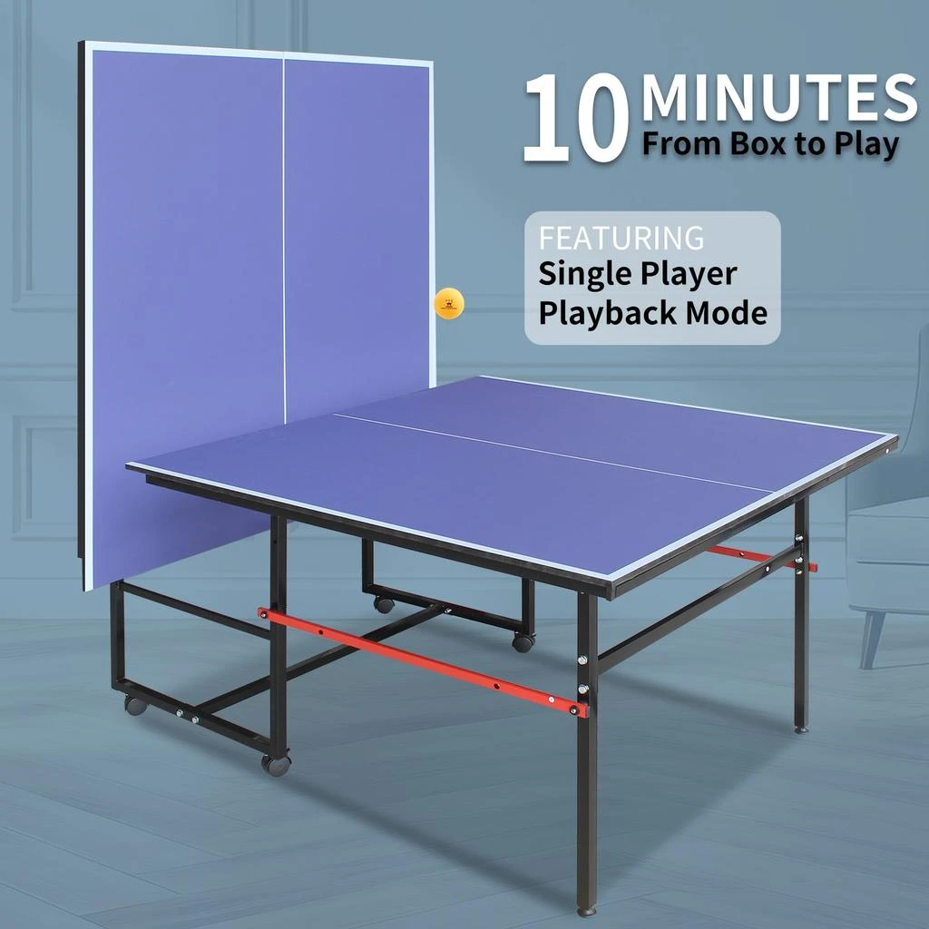 商品Streamdale Furniture|Streamdale 8ft Mid-Size Table Tennis Table Foldable & Portable Ping Pong Table Set for Indoor & Outdoor Games with Net,价格¥3852,第2张图片详细描述