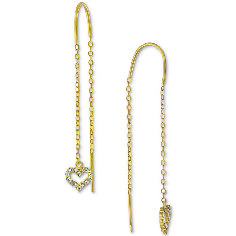 Cubic Zirconia Heart Threader Earrings, Created for Macy's商品第1张图片规格展示