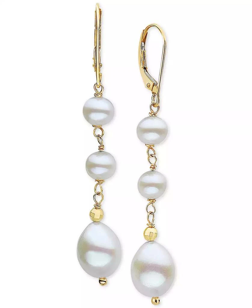商品Effy|EFFY® Cultured Freshwater Pearl (5-1/2 & 8mm) Drop Earrings in 14k Gold,价格¥4228,第1张图片