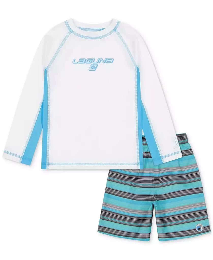 商品Laguna|Little Boys Sundown Stripe Out 2-Pc. Swim Top & Swim Trunks Set,价格¥65,第1张图片