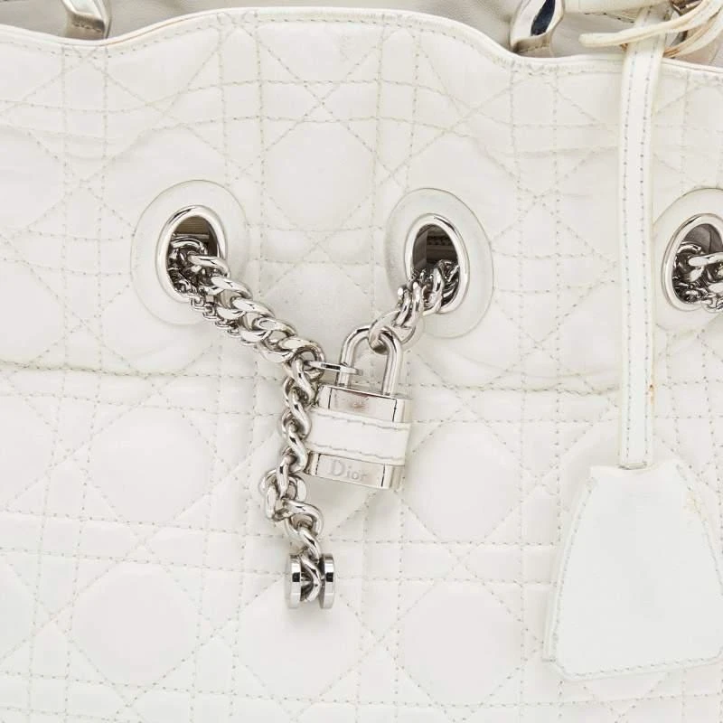 商品[二手商品] Dior|Dior White Cannage Leather Chri Chri Tote,价格¥3163,第5张图片详细描述