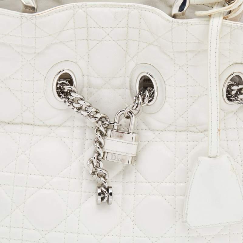 商品[二手商品] Dior|Dior White Cannage Leather Chri Chri Tote,价格¥4707,第7张图片详细描述