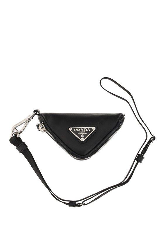 Prada]Prada Logo Plaque Triangular Zipped Pouch 皮革价格¥2825 | 别