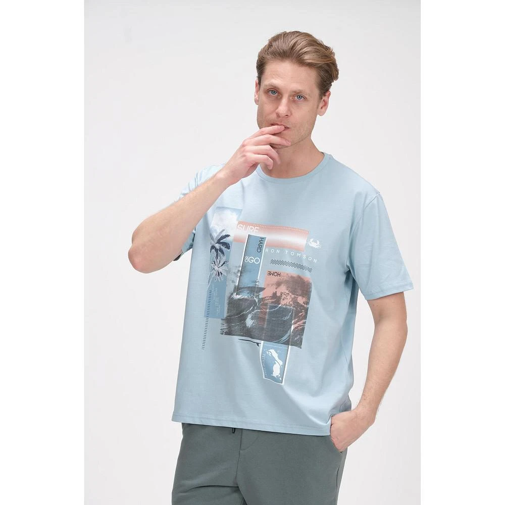 商品RON TOMSON|Men's Modern Print Fitted Palms T-shirt,价格¥445,第5张图片详细描述