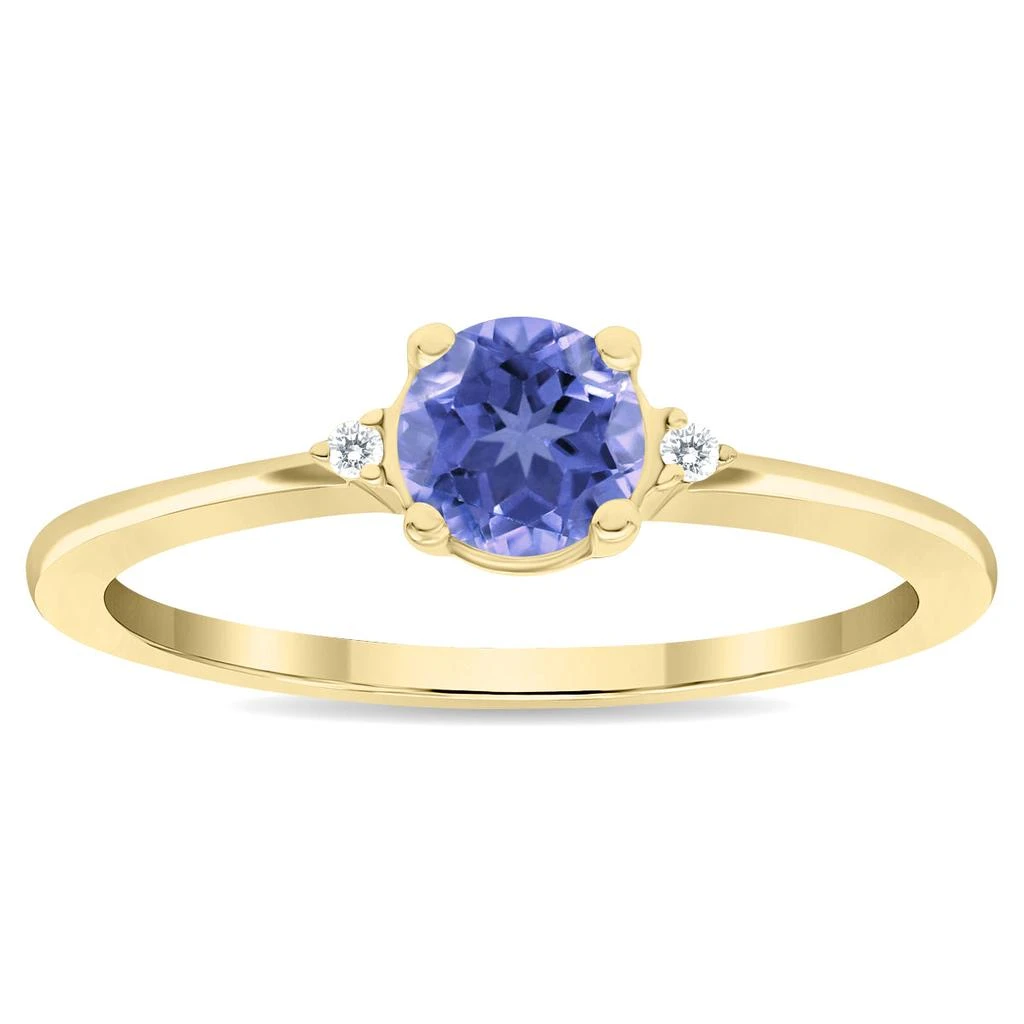 商品SSELECTS|Women's Round Shaped Tanzanite And Diamond Classic Ring In 10K Yellow Gold,价格¥1652,第1张图片