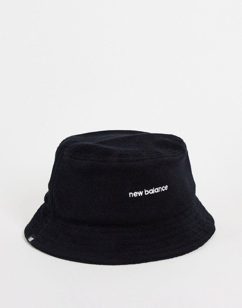 New Balance logo terry bucket hat in black商品第1张图片规格展示