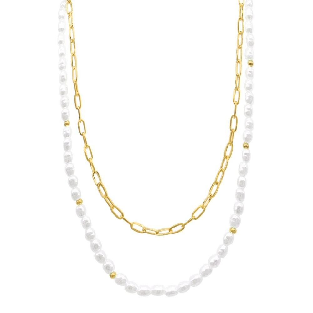 商品ADORNIA|Gold-Tone Imitation Pearl & Paperclip Two-Row Layered Necklace, 17" + 3" extender,价格¥217,第1张图片