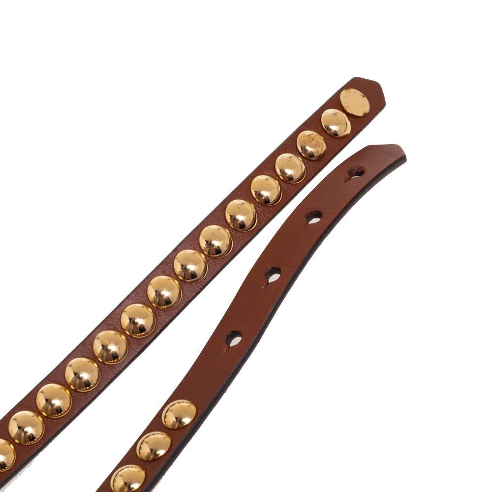 商品[二手商品] Burberry|Burberry Brown Leather Studded Double Wrap Slim Belt 95CM,价格¥1060,第4张图片详细描述