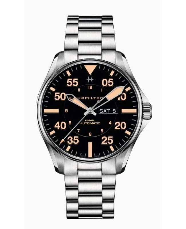 商品Hamilton|Hamilton Khaki Pilot Day Date Auto Men's Watch H64725131,价格¥7153,第1张图片