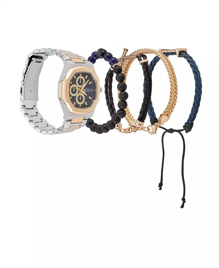 商品American Exchange|Men's Two-Tone Metal Alloy Bracelet Watch 52mm Gift Set,价格¥298,第1张图片