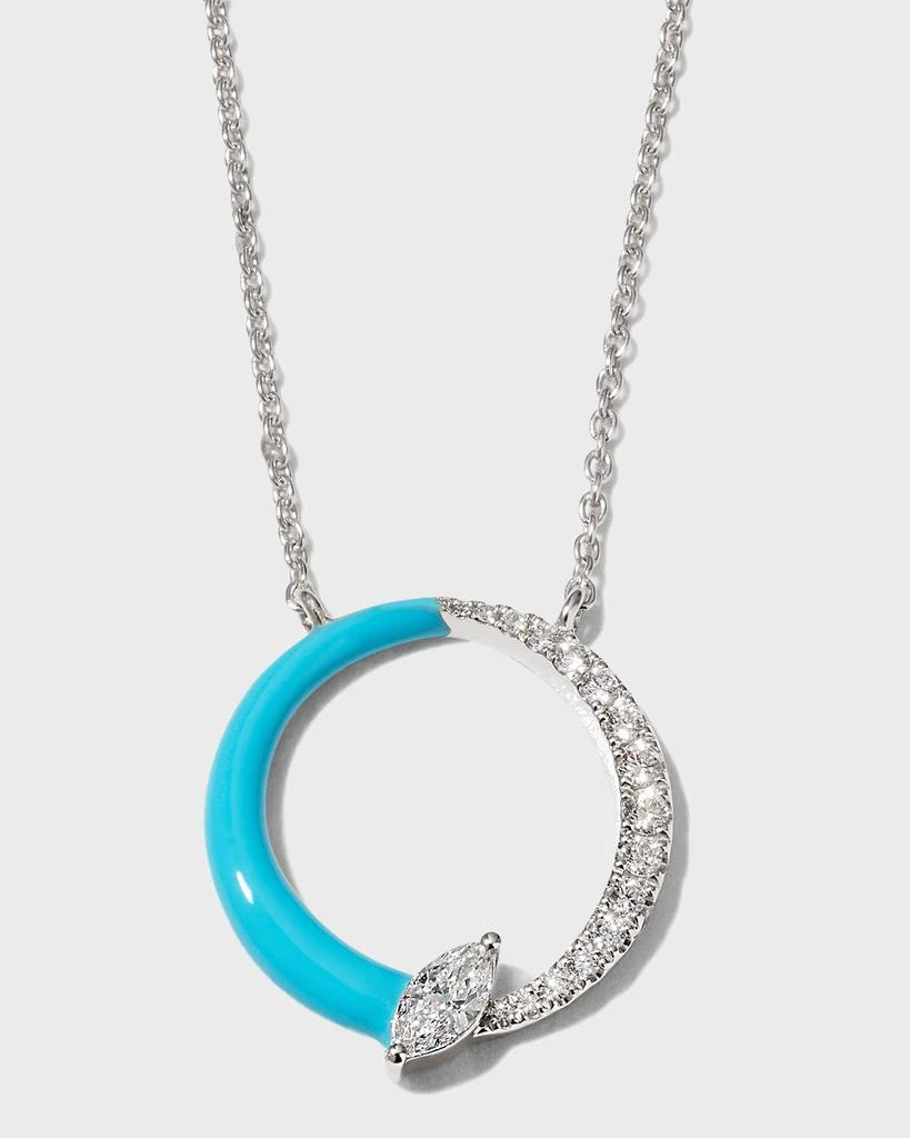 商品Frederic Sage|White Gold Halo Bolt Marquis Half-Turquoise Half-Diamond Necklace,价格¥21360,第1张图片