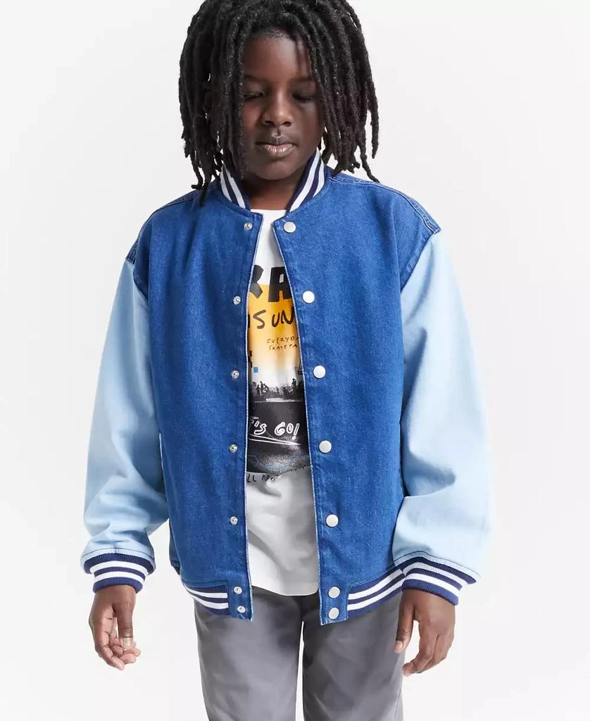 商品Epic Threads|Little and Big Boys Cotton Denim Varsity Jacket, Created for Macy's,价格¥152,第1张图片