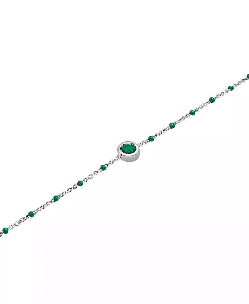 商品Macy's|Aquamarine (1/5 ct. t.w.) & Enamel Bead Link Bracelet in Sterling Silver (Also in Additional Gemstones),价格¥458,第1张图片