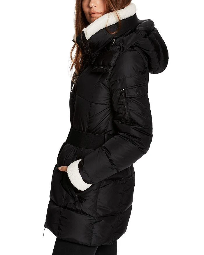 Courtney Shearling Trim Hooded Puffer Coat 商品