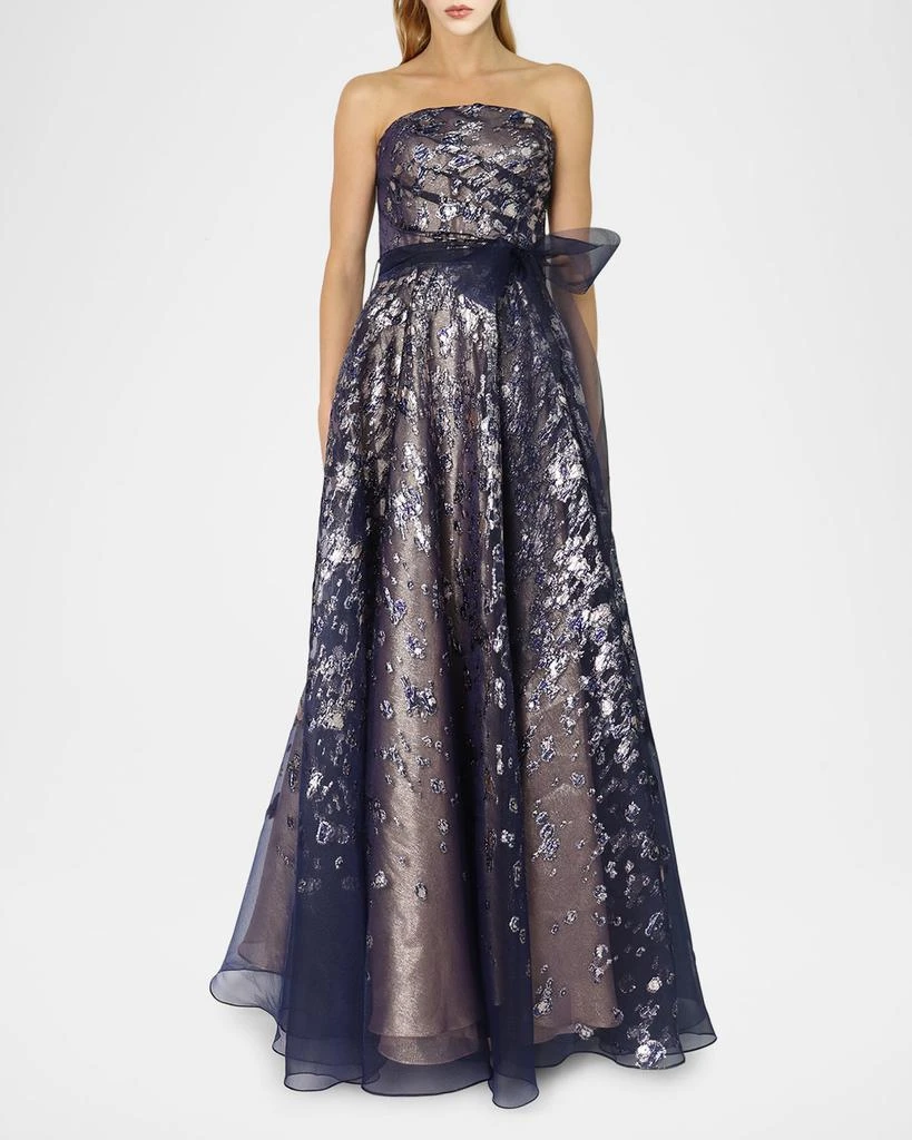 商品Rene Ruiz Collection|Strapless Metallic Fil Coupe Gown,价格¥15403,第1张图片