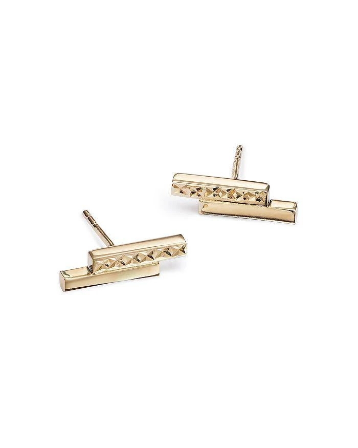 商品Bloomingdale's|14K Yellow Gold Textured Double Bar Stud Earrings  - Exclusive,价格¥4194,第3张图片详细描述