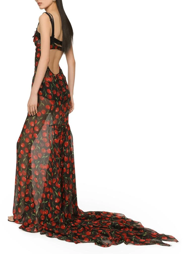 商品Dolce & Gabbana|樱桃印花雪纺长款连衣裙,价格¥36137,第3张图片详细描述