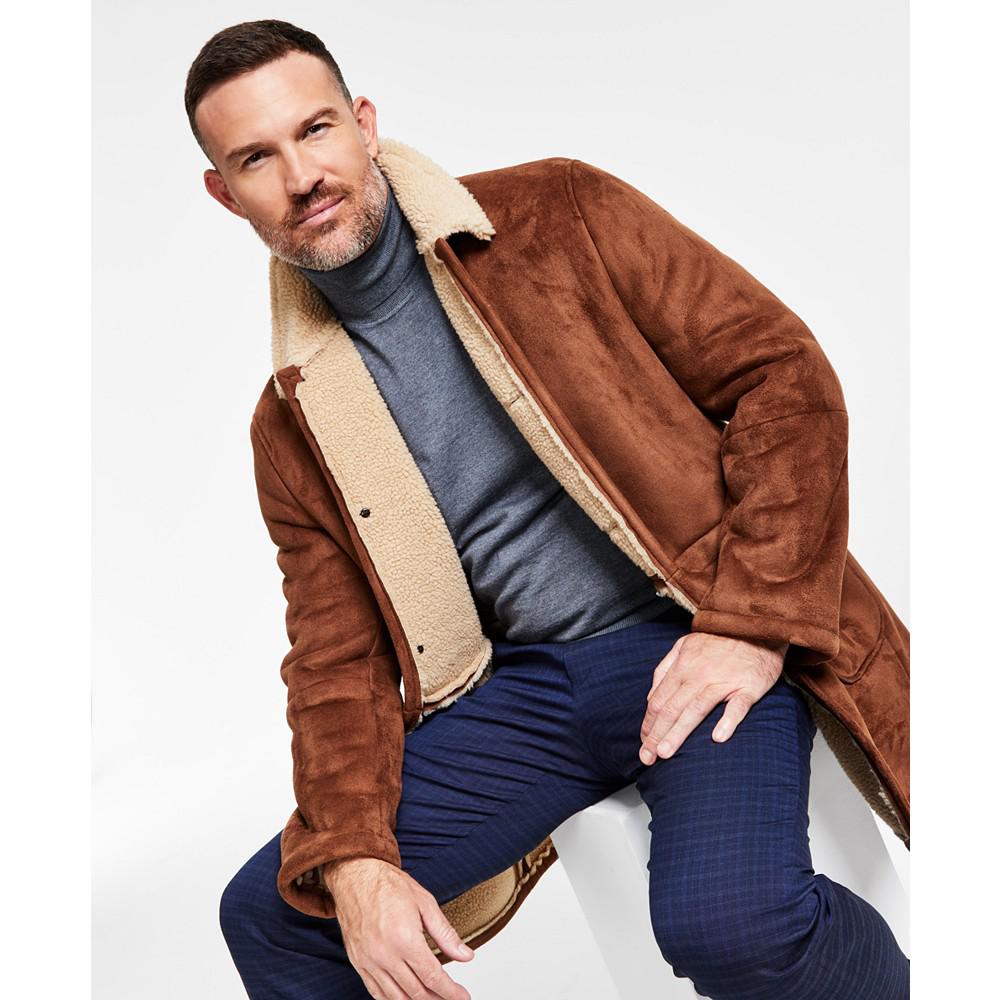 Ralph Lauren]Men's Lefferts Classic-Fit Faux-Shearling Overcoat  麂皮+涤纶衬里价格¥1217 | 别样海外购