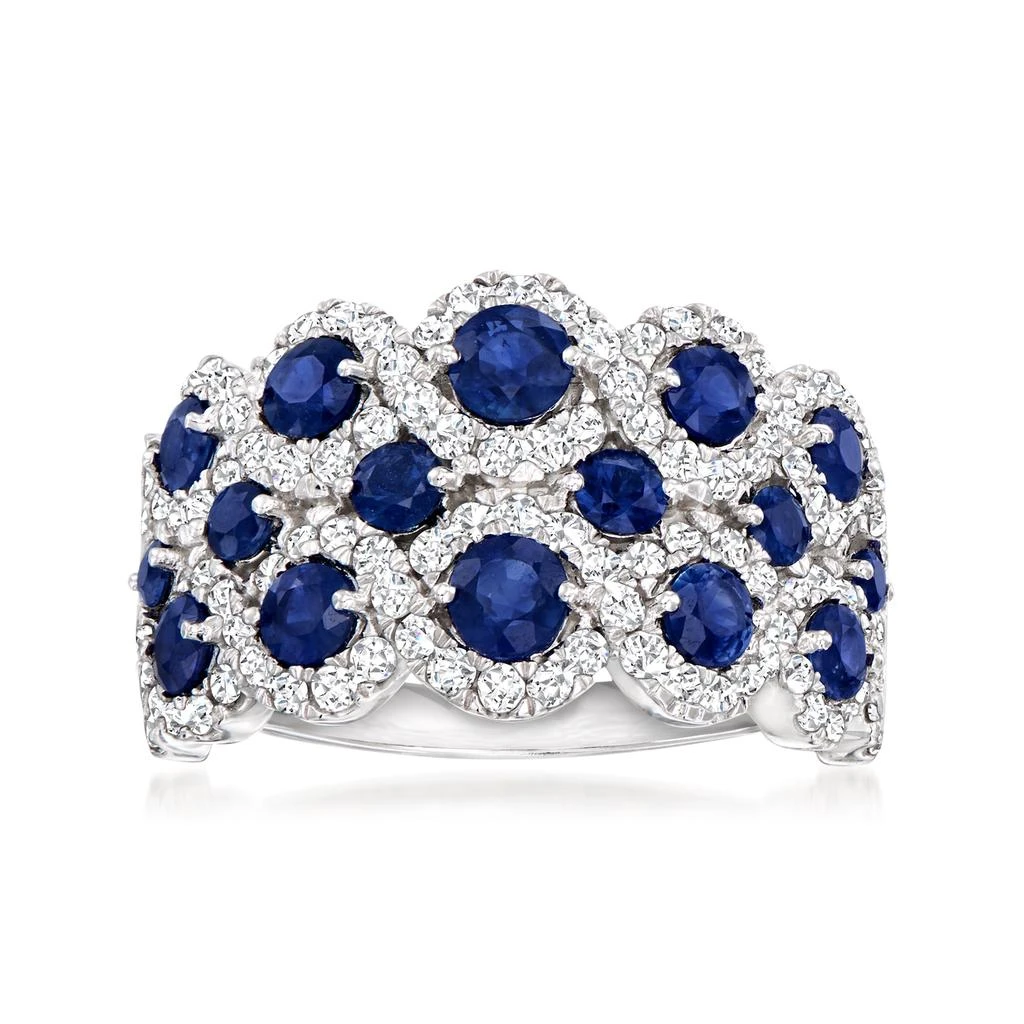 商品Ross-Simons|Sapphire and Diamond Ring in 14kt White Gold,价格¥12042,第1张图片