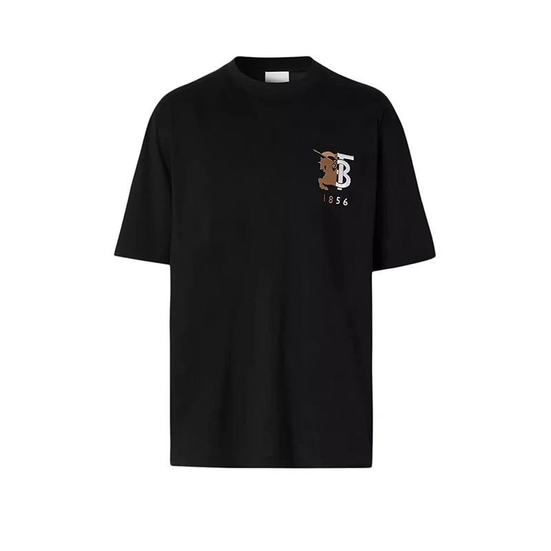 商品Burberry|BURBERRY/博柏利 男士黑色棉质圆领短袖T恤 80768461,价格¥1428,第1张图片