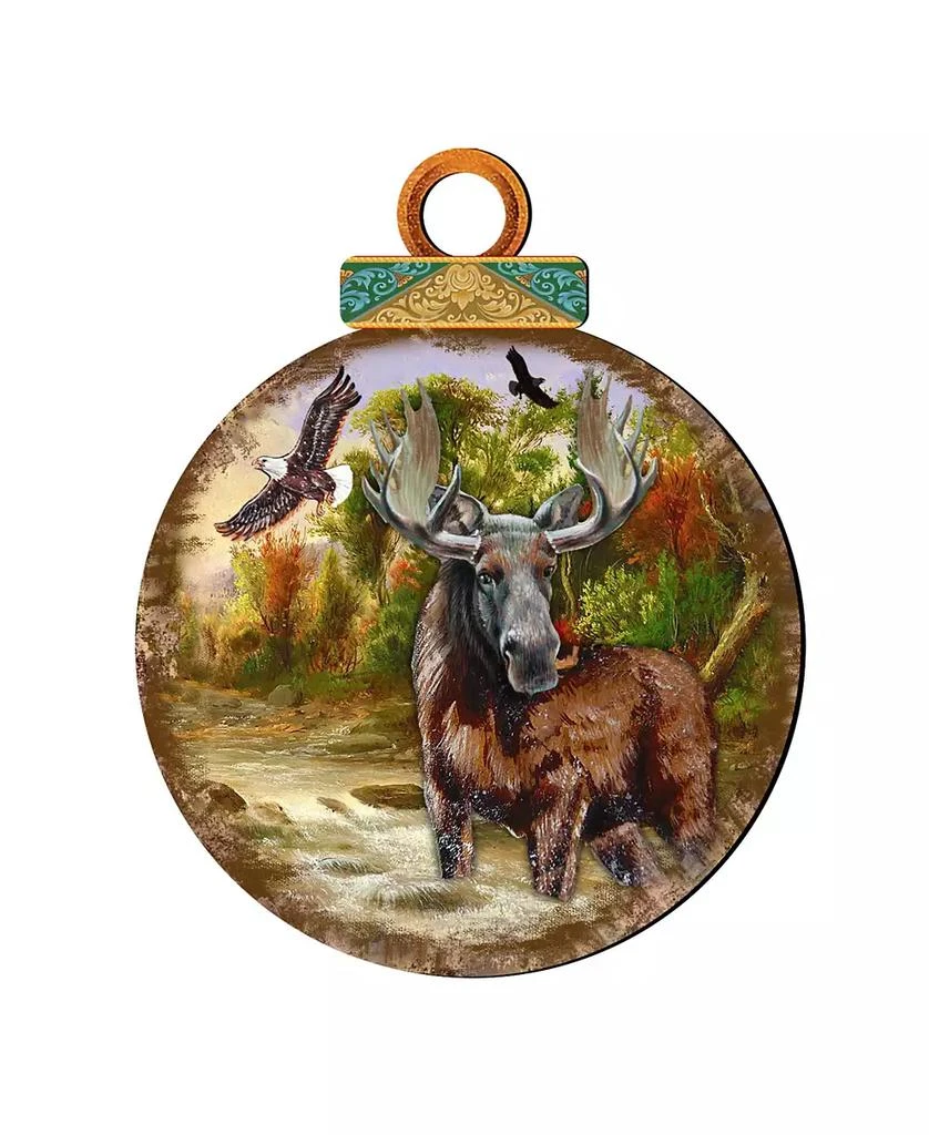 商品Designocracy|Woodsy Moose Ball Wooden Ornaments, Set of 2,价格¥295,第1张图片