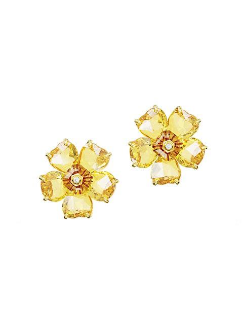 Florere Goldtone & Crystal Flower Stud Earrings商品第1张图片规格展示